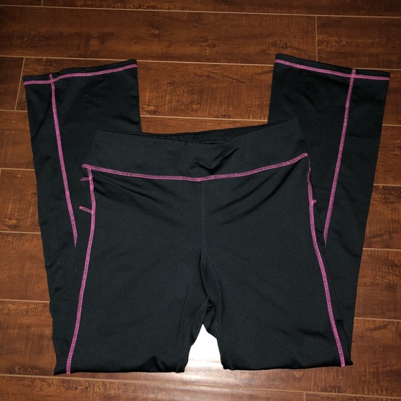 New York & Company Pants - Black Bootcut Leggings with Pink Stitching